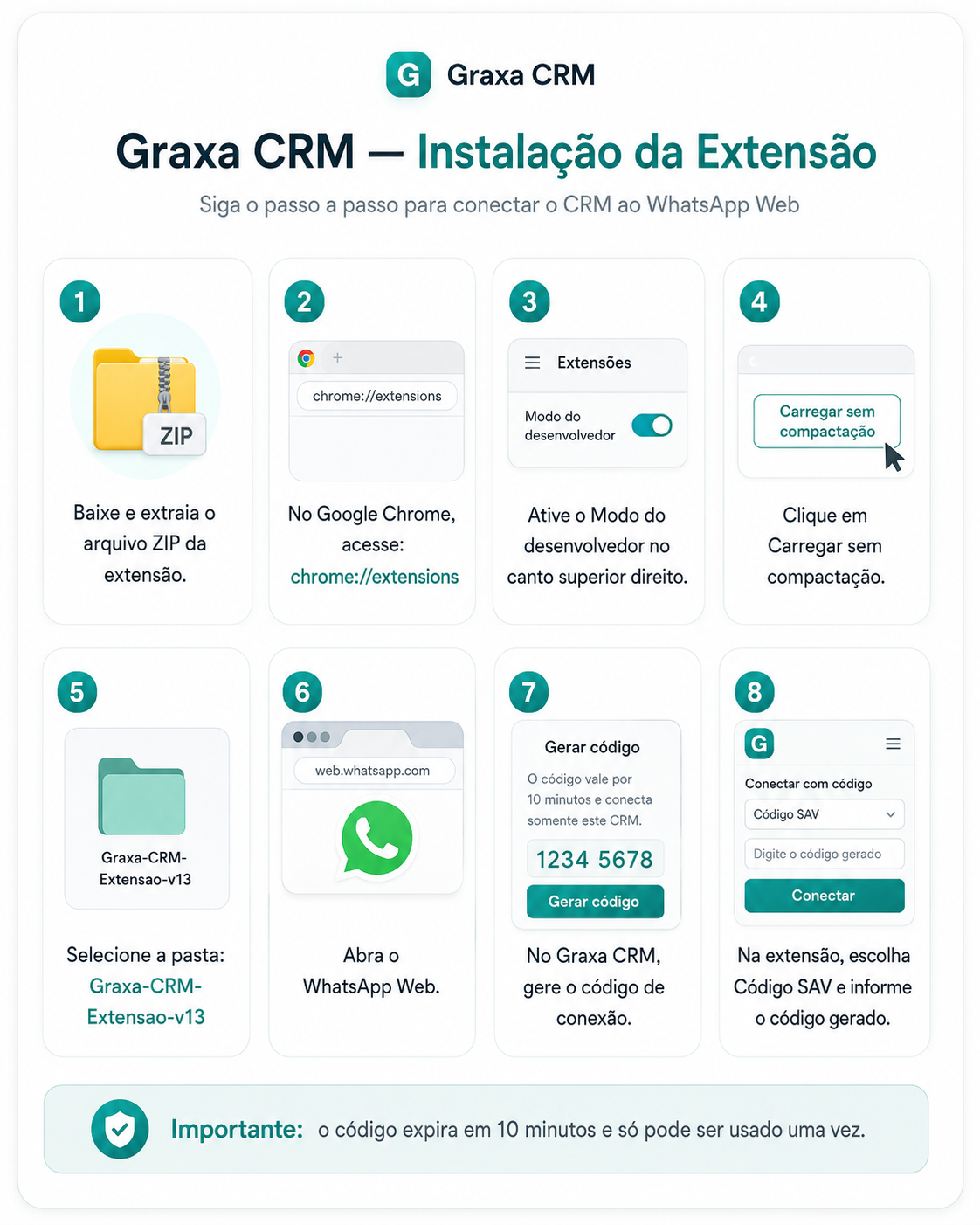 Passo a passo para instalar a extensão Graxa CRM